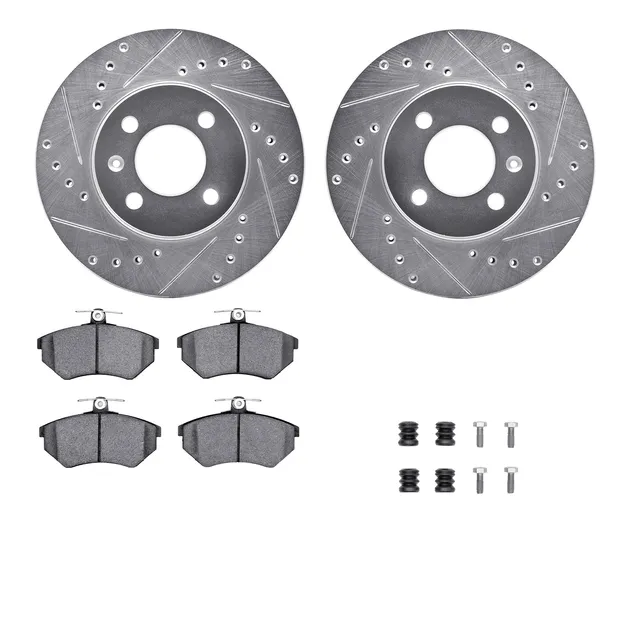 R1 Concepts WGSH1-74056 eLINE Rotor - Drilled & Slotted - Silver W/ Performance Pads